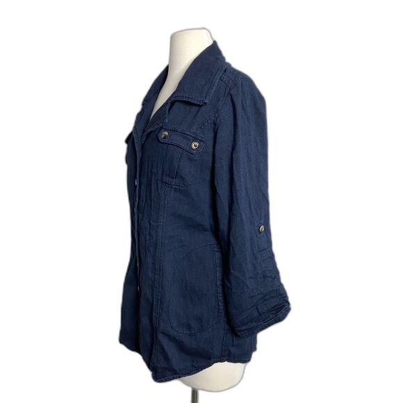 Cabi Chambray Utility Jacket Button Down Cinched Roll Sleeve S (No drawstring) - Picture 5 of 8